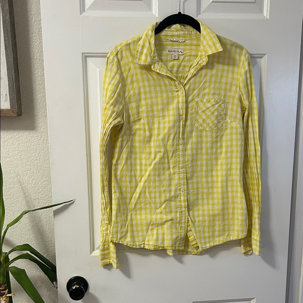 Merona Yellow Gingham Button Down Shirt